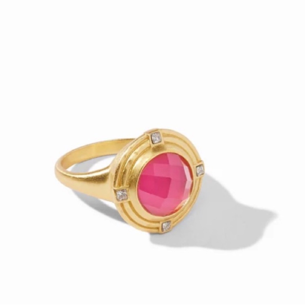 JULIE VOS • Regal Astor Ring Gold Iridescent Raspberry Size ~ 6 1/2